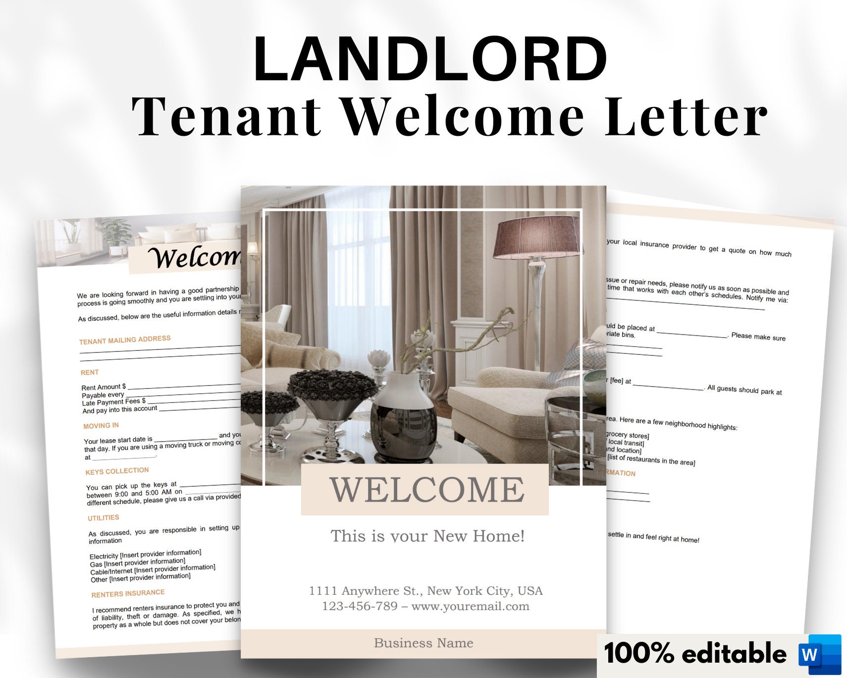Real Estate Tenant Package, Tenant Packet, Tenant