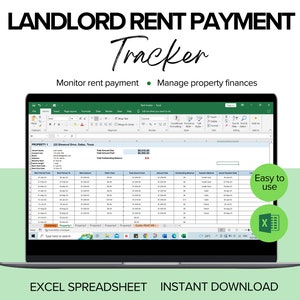 Rent Payment Tracker, Landlord Spreadsheet, Rent Payment Ledger, Property Spreadsheet, Rental Property Tracker image 7