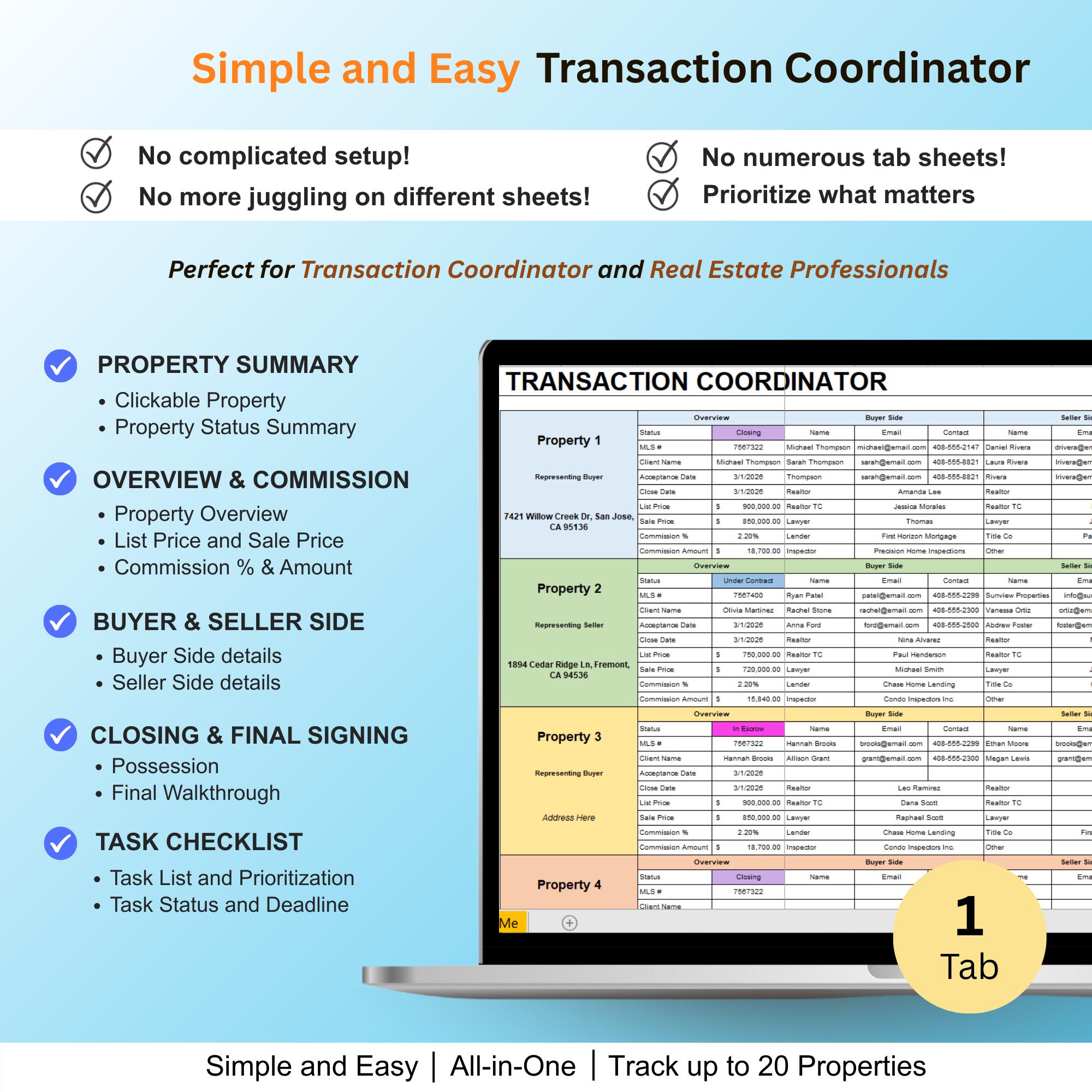 Transaction Coordinator Checklist, TC Task List, Closing Checklist ...