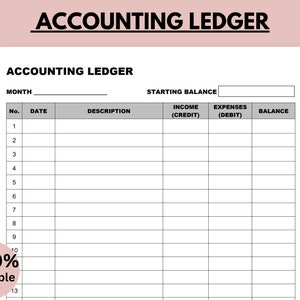 Printable Accounting Ledger, General Ledger, Ledger Book, Expense Tracker, Cash Tracker, Cash Log, Expense Log, Small Business