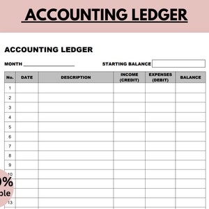 Printable Accounting Ledger, General Ledger, Ledger Book, Expense Tracker, Cash Tracker, Cash Log, Expense Log, Small Business image 1