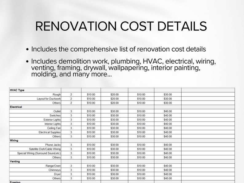 House Flip Tracker, House Flip Spreadsheet, Property Flipping, Property Management, Renovation Cost, House Flip Budget, MS Excel image 7