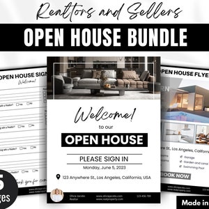Open House Bundle, Open House Sign in sheet, Open House Feedback, Realtor Checklist, Real Estate Open House, Open House Template, Canva