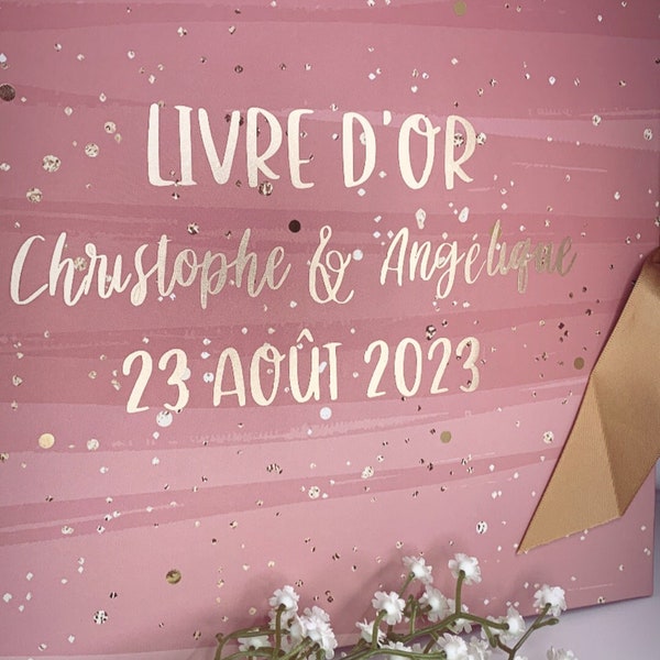 Livre d’or, rose et gold, mariage, baptême