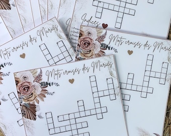 Customizable wedding crossword puzzles, gift ideas, wedding favors, wedding entertainment, games, stationery