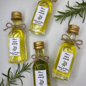 Gepersonaliseerde fles olijfolie uit de Provence, cadeau voor gasten, evenementen, huwelijksbedankjes, doopbedankjes, bedankjes