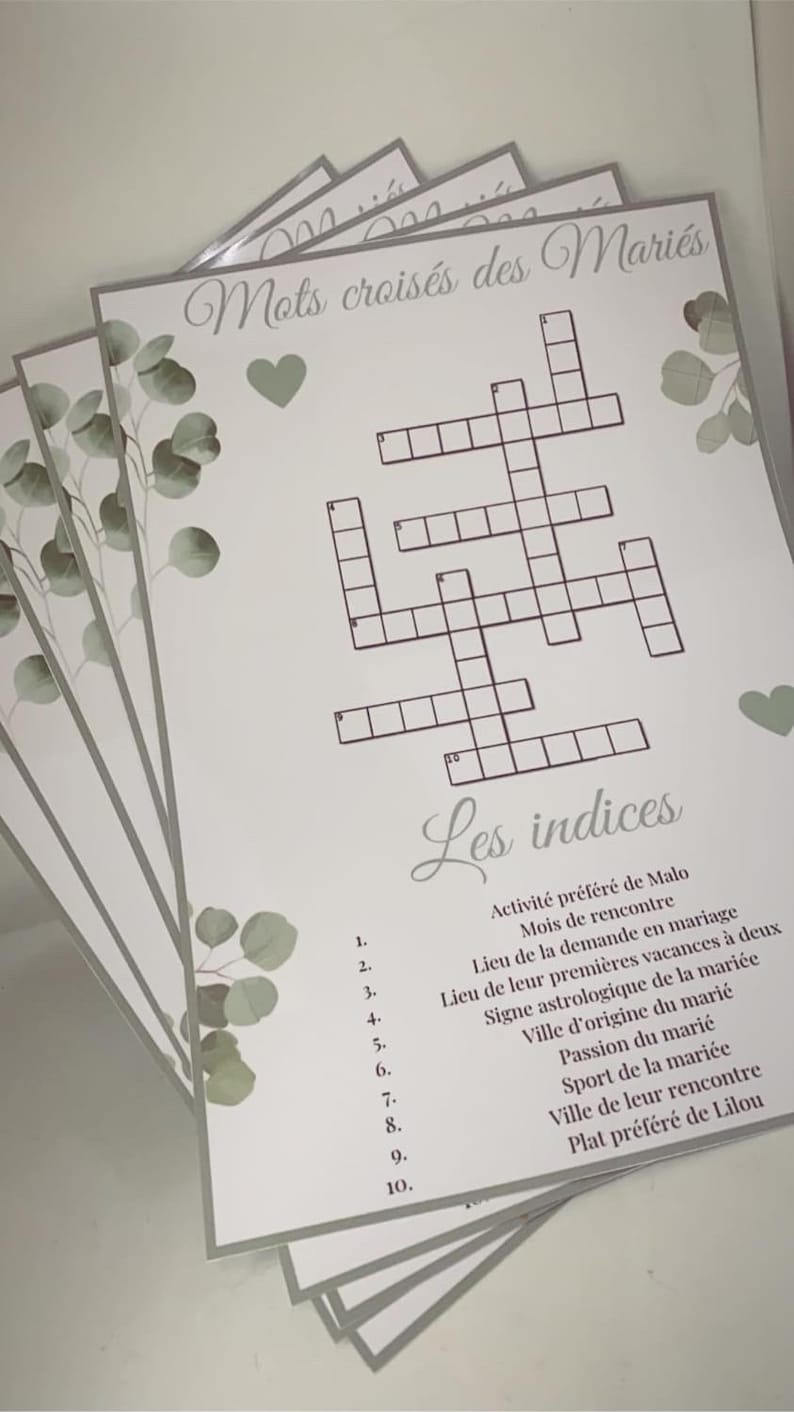 Mots Croisés Des Mariés Personnalisable Idée Cadeau Cadeaux - Etsy UK