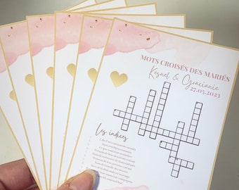 Mots croisés des mariés personnalisable, idée cadeau, cadeaux invités, animation mariage