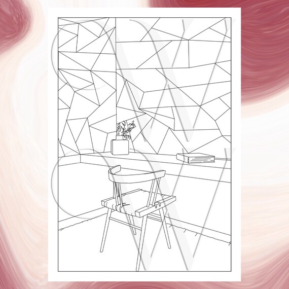 Interior Design Coloring Pages for Adults Printable Coloring Etsy