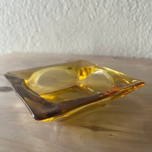 Vintage Amber Glass Ashtray