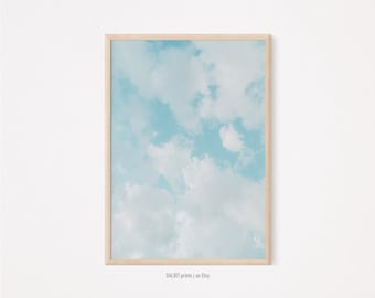 Cloud Art Print, Blue Wall Art, Blue Sky Photography, Blue Digital Print,Blue Printable Wall Art, Colorful Digital Poster, Cloud Photography