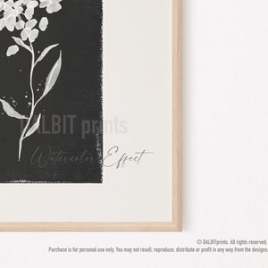 May include: A black and white watercolor print of a floral design with the text "DALBIT prints Watercolor Effect".