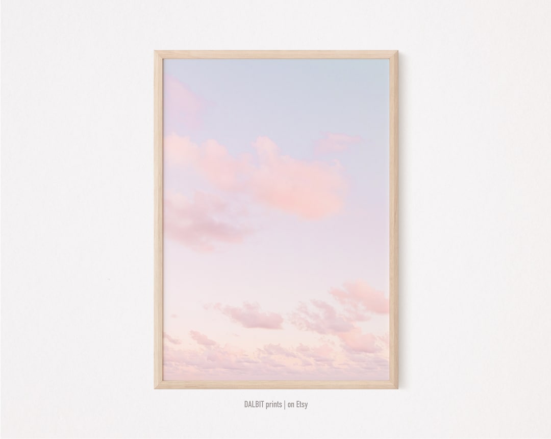Blush Pink Clouds Wall Art, Digital Download, Minimalist Wall Decor