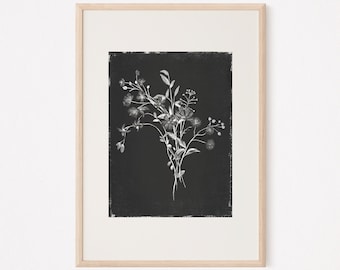 Botanical Collection: Black and White Floral Prints, Black Botanical Prints, Nature Inspired Black Wall Decor, WildFlower Floral Art Print