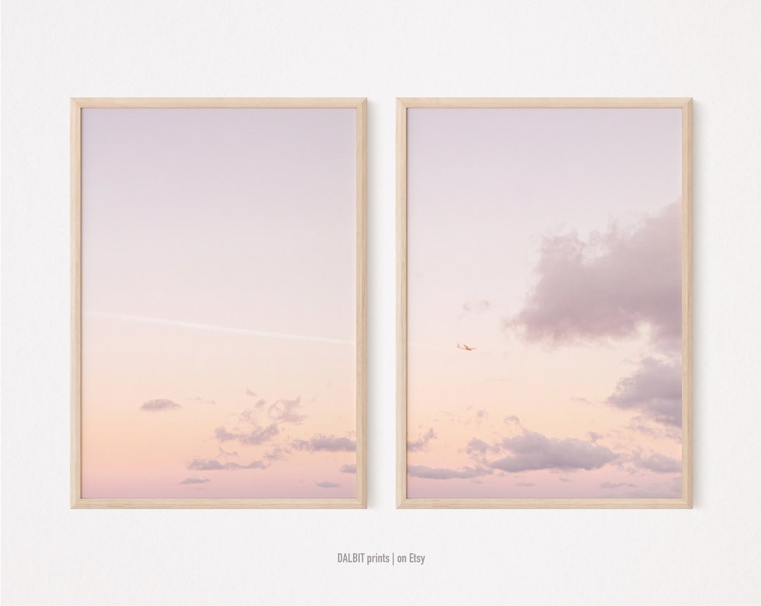 Blush Pink Clouds Wall Art Set of Clouds Prints Pink Wall Art Art
