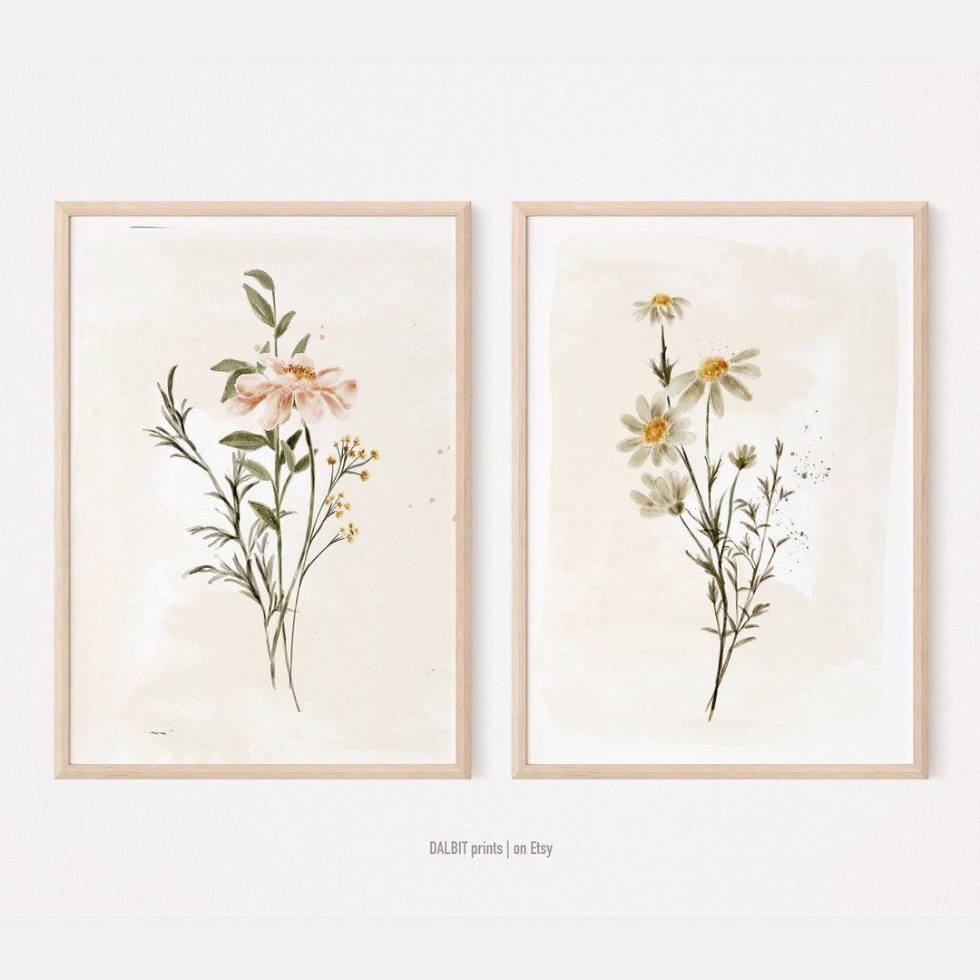 Daisy Nursery Wall Art Daisy Flower Set of 2 Prints Floral - Etsy