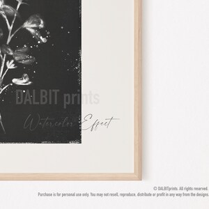May include: A black and white watercolor print of a floral design with the text "DALBIT prints Watercolor Effect".