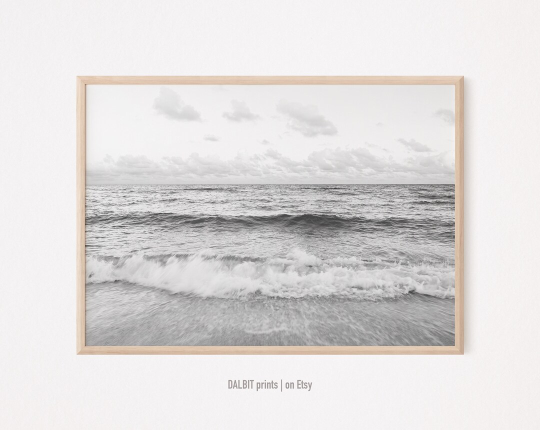 Horizon Beach Printable Wall Art | Black and White Beach Prints ...