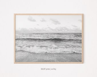 Horizon Beach Printable Wall Art | Black and White Beach Prints | Minimalist Boho Wall Art | Beach Wall Art Sea Prints | Seascape Wall Art