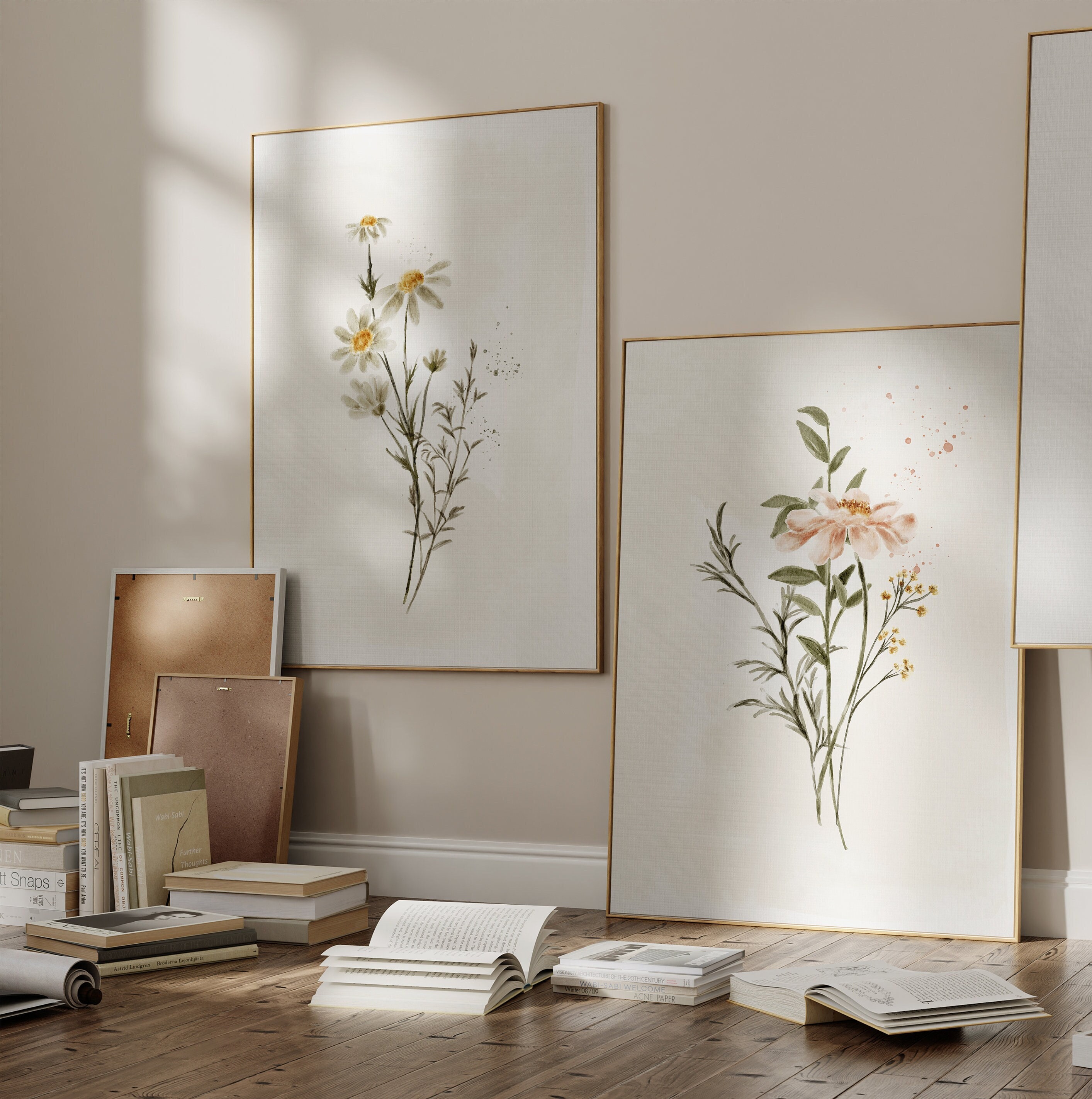 Daisy Nursery Wall Art, Daisy Flower Set of 2 Prints, Floral Nursery ...