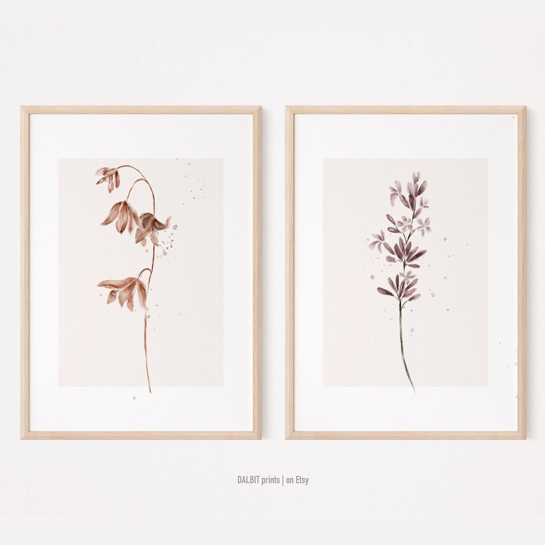 Minimalist Botanical Wall Art, 2piece Minimal Botanical Digital Prints ...