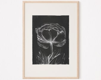 Tulip Floral Art Print, Tulip Prints, Floral Digital Art, Black Floral Wall Art, Sketch Flora Art, Flower Sketch Print, Tulip Sketch Art