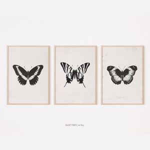Vintage butterfly Art Prints, 3piece Butterfly Prints, Set of 3 prints, Butterfly Wall Art, Botanical Art Prints, Digital Art Prints