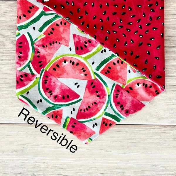 Watermelon Dog Bandana / Summertime Fruit Reversible Pet Neckerchief / Summer Scarf Puppy Gift