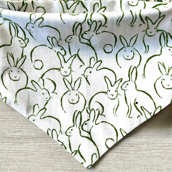 Easter Dog Bandana / Bunnies and Carrots  Pet Scarf / Reversible Dog Neckerchief / Puppy Gift