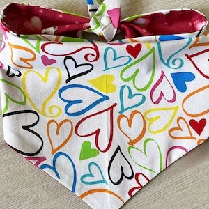Reversible Heart Dog Bandana: Puppy Love Pet Scarf