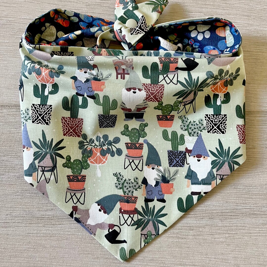 Plants Dog Bandana / Garden Gnome Reversible Dog Neckerchief