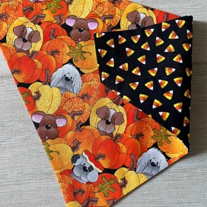 Reversible Halloween Dog Bandana: Pumpkin Patch & Candy Corn