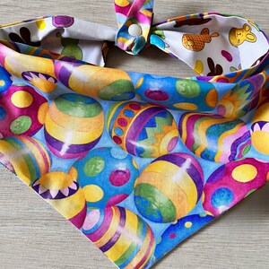 Reversible Easter Dog Bandana: Egg & Bunny Print Neckerchief
