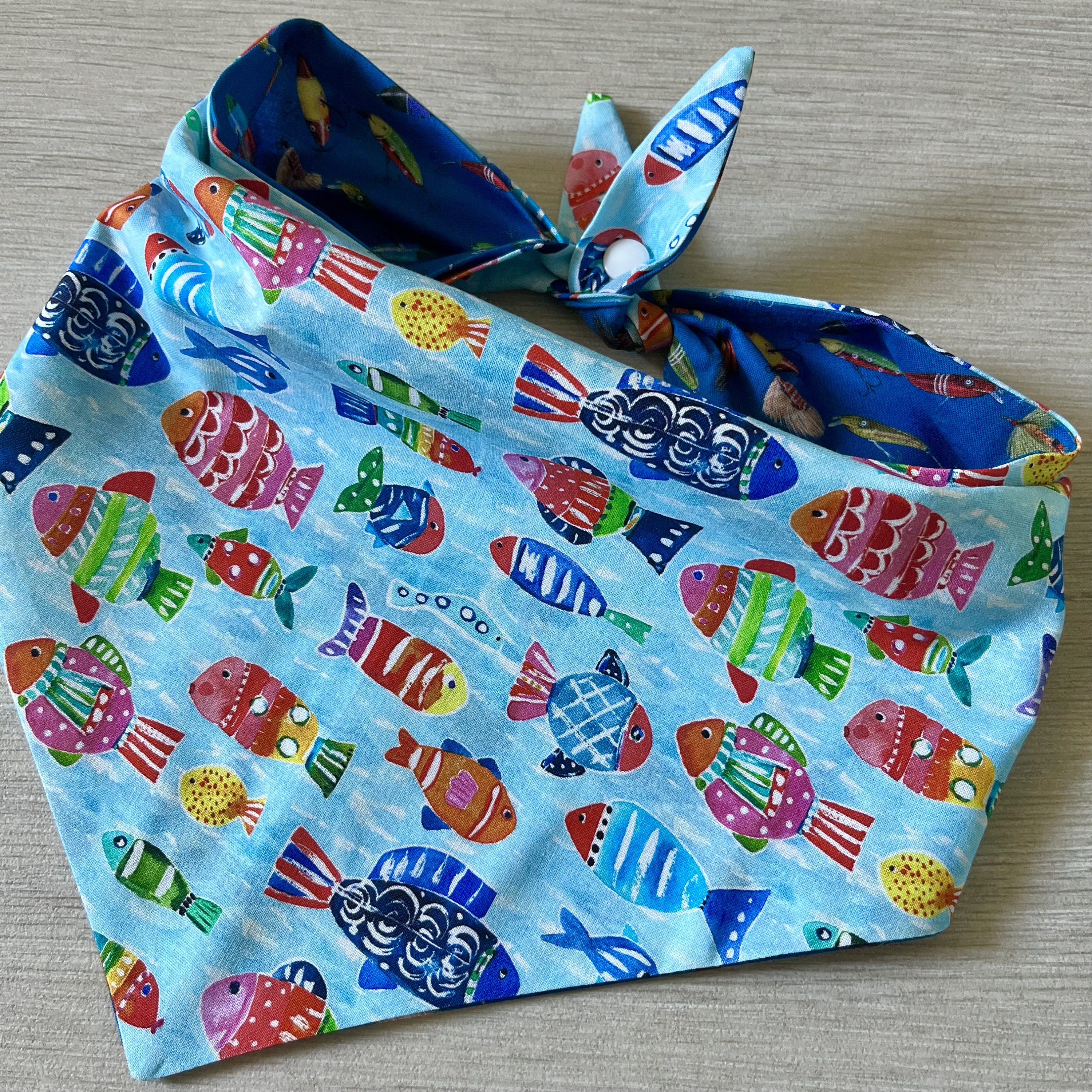 Fish Dog Bandana / Fishing Lures Adventure Neckerchief / Reversible Dog Scarf / Puppy Gift
