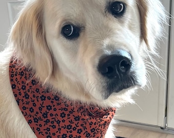 Soft Corduroy Dog Bandana / Pumpkin Spice Dog Scarf / Reversible Pet Neckerchief / Cat, Puppy Gift