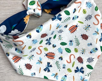 Bug Dog Bandana / Earth, Sun, Clouds Pet Scarf / Reversible Dog Neckerchief / Puppy Gift