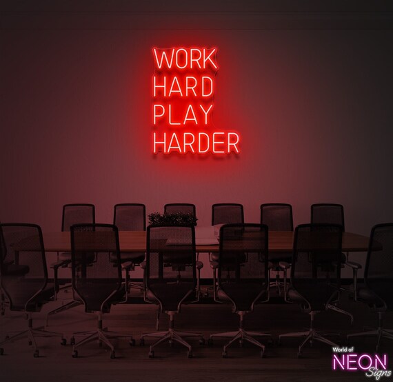 Work Hard Play Harder Neon Sign Motivational Neon Light Etsy