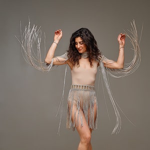 Sun GODDESS Dress, FESTIVAL OUTFIT, Beach Coverup, Fringe Skirt, Boho macrame Chocker, Fringe West, Greek Goddess dress, Rave Outfit