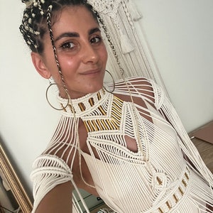Festival dress beach dress beach cover dress macrame dress flying dress boho dress fringe dress greek goddess dress boho knitted dress