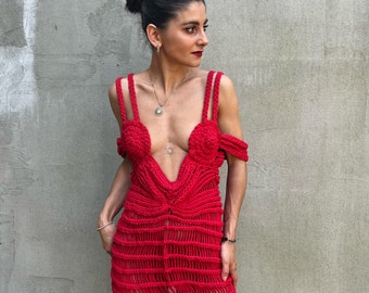 MACRAME MINI DRESS Custom Order, Knitted Dress, Cocktail Dress
