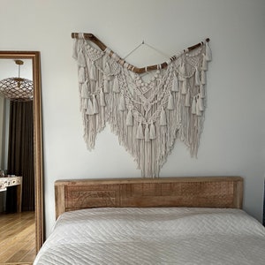 GROSSES MAKRAMEE Wandbehang, extra großes Makramee BOHO Kopfteil, Einweihungsgeschenk, Raumdekor ästhetisch minimalistisch, Faserkunst Wanddekor