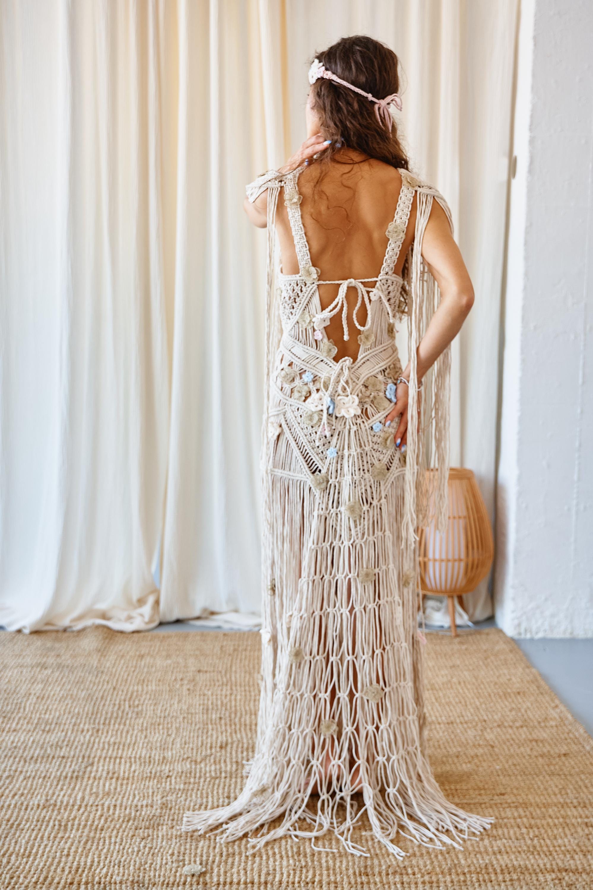 beach goddess wedding dress White Rosepetal Goddess Dress: Boho Wedding, Summer Gown