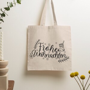 Christmas - Shopping bag/ cloth bag/ gift bag with long handles | Carrying bag | Gift friend, sister, colleague | Tote Bag
