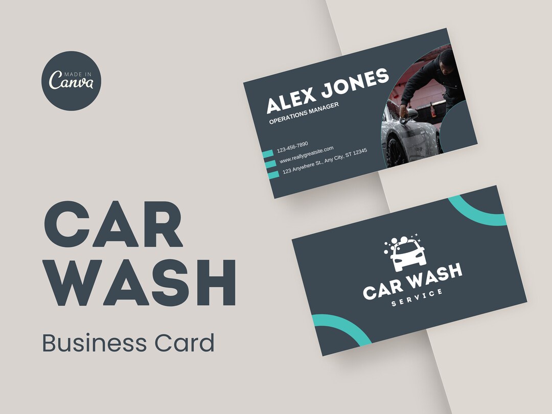Car Wash Business Card Business Card Canva Template Car Wash Etsy