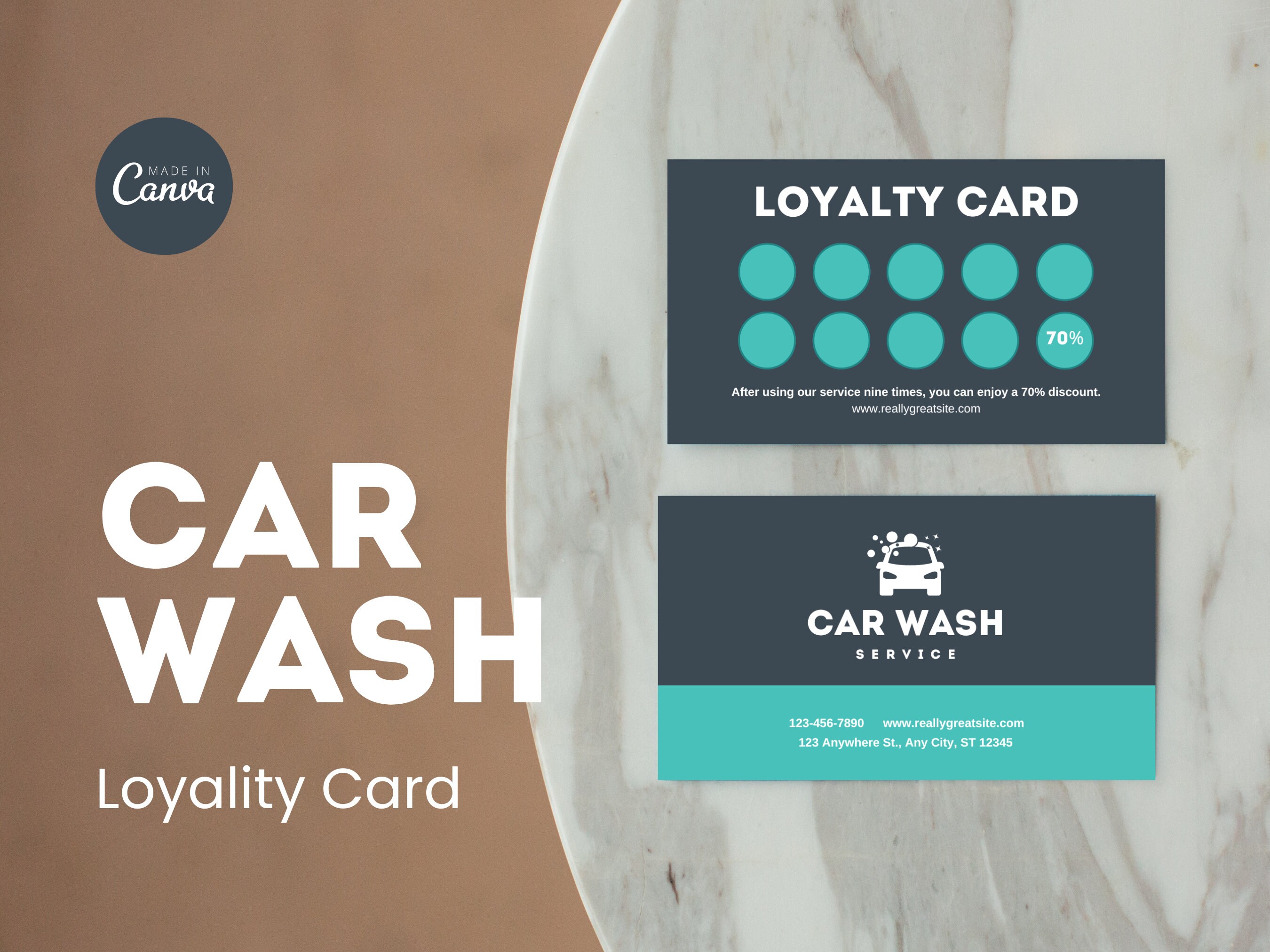 Car Wash Loyalty Card Canva Template Client Royalty Card Car Etsy