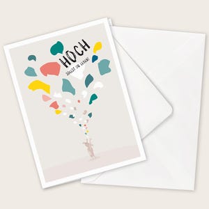 Klappkarte zum Geburtstag "Hoch sollst Du leben" für Kinder mit Briefumschlag