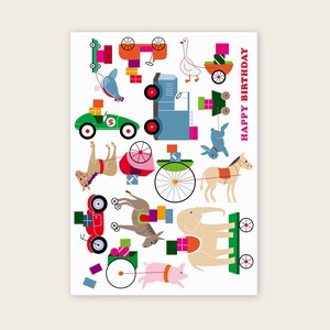 Postkarte "Happy Birthday" mit Spielzeug für Kinder