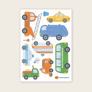 Postkarte "Autos" für Kinder, Kindergarten-Kinder