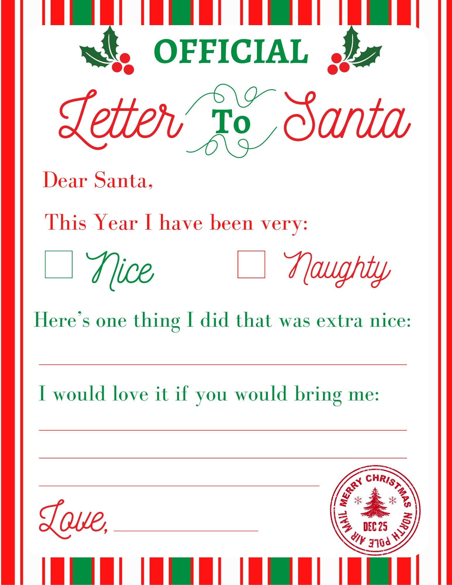 Letter to Santa - Etsy