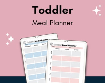 Toddler Meal Planner | PDF Printable Download | Weekly Kids Meal Planner for Breakfast, Morning Snack, Lunch, and Afternoon Snack